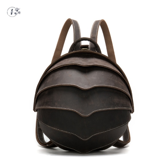 Vintage Round Crazy Horseskin Backpack main image 5